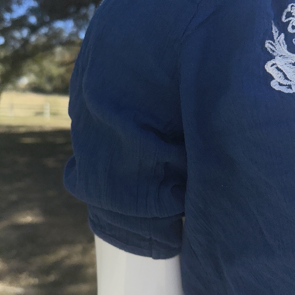 Abercrombie Kids Blue Embroidered Peasant Blouse Cropped M‎ - Picture 4 of 8